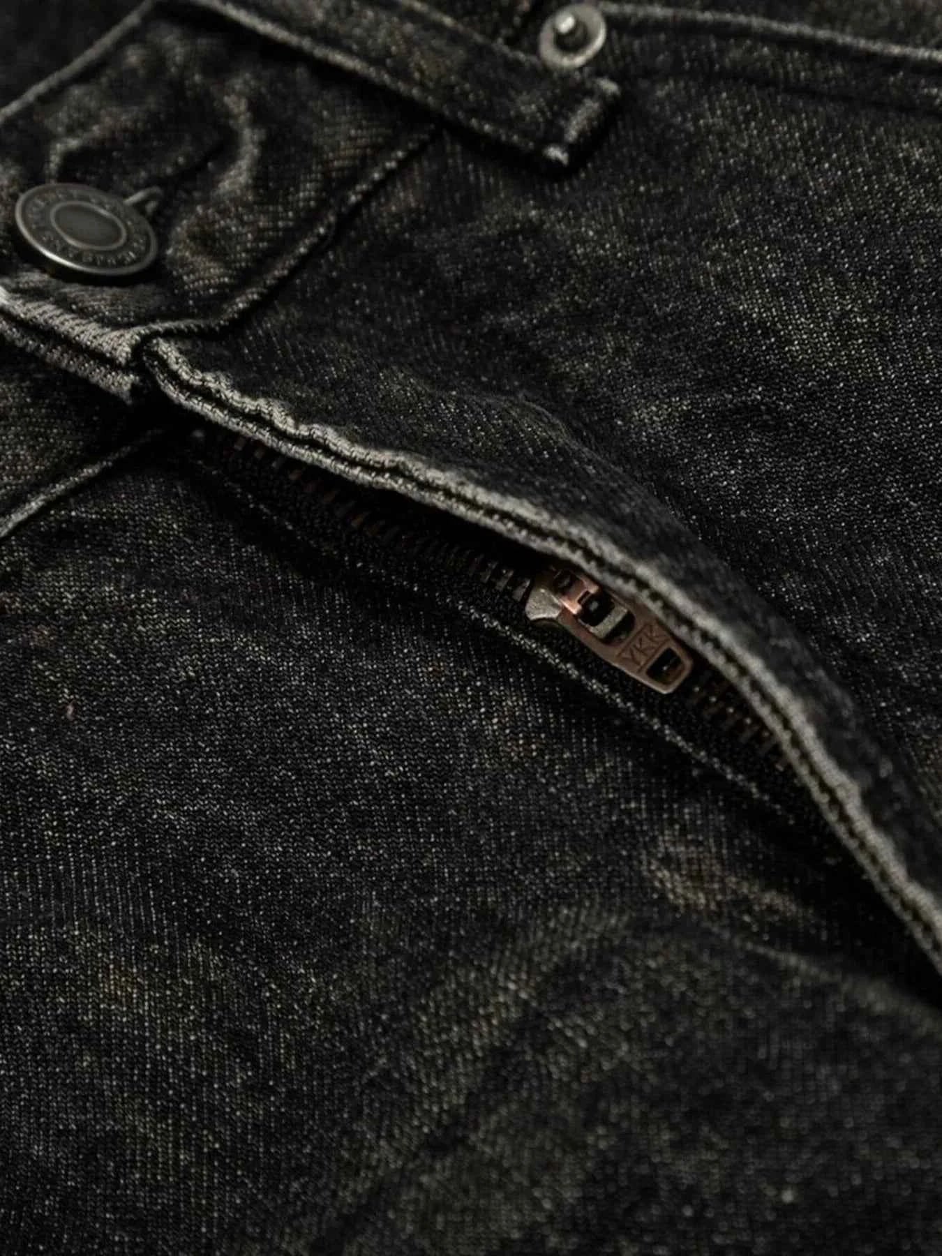 Men's Distressed Washed Straight Jeans